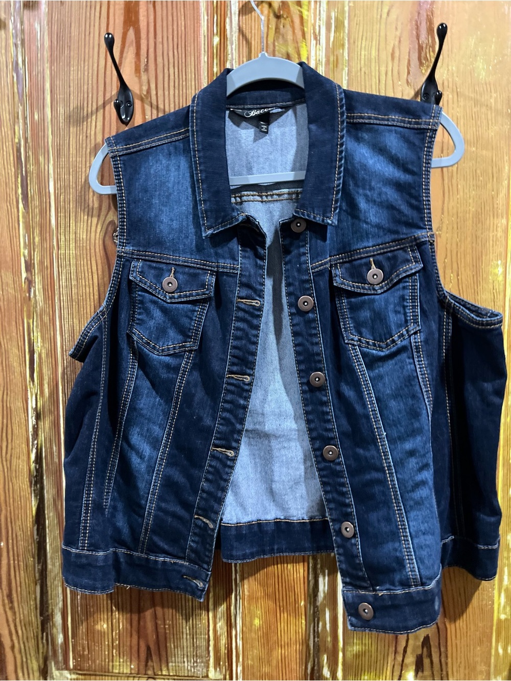 Baccini Dark Indigo Denim Vest with Contrast Stitching